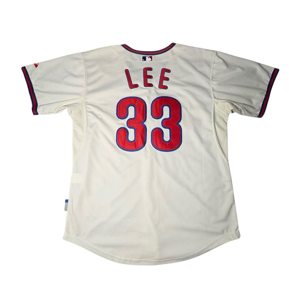 MLB Philadelphia Phillies Cliff Lee 33 Cream Cool Base Sewn Jersey Men’s 48